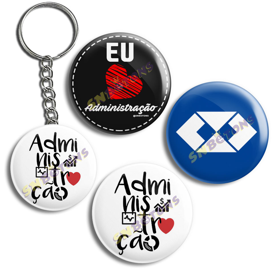 KIT0030 KIT PROFISSOES DIA DO EU AMO ADMINISTRACAO SN BOTONS BOTTONS CHAVEIRO