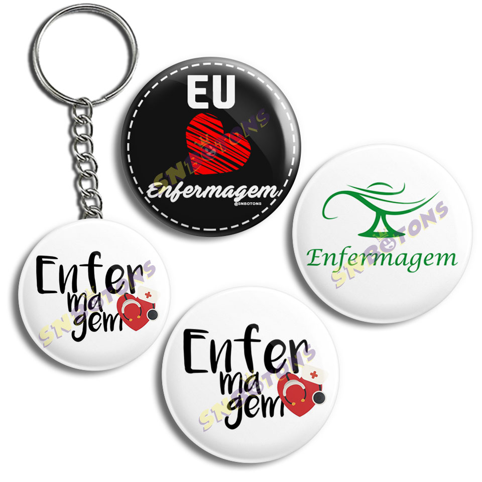 KIT0036 KIT PROFISSOES DIA D EU AMO ENFERMAGEM SN BOTONS BOTTONS CHAVEIRO