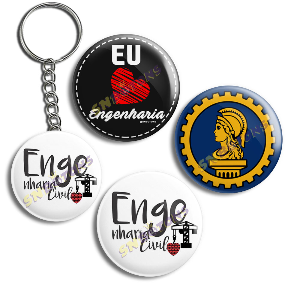 KIT0037 KIT PROFISSOES DIA D EU AMO ENGENHARIA CIVIL SN BOTONS BOTTONS CHAVEIRO
