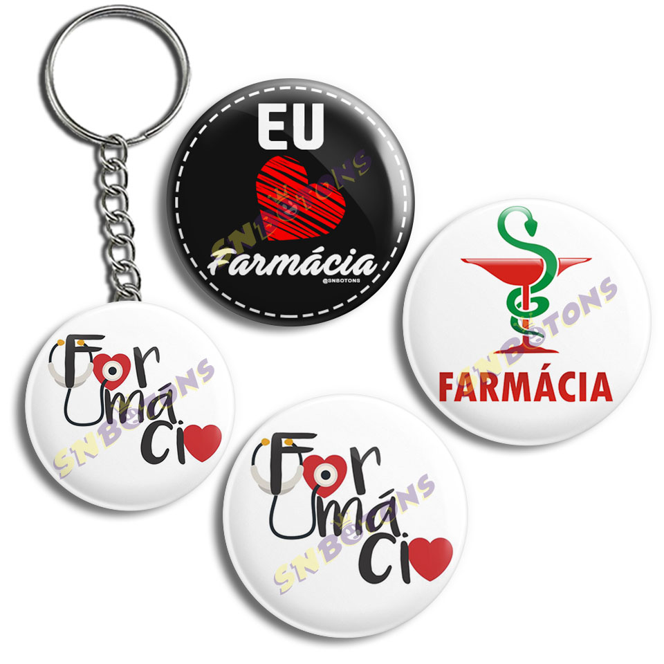 KIT0038 KIT PROFISSOES DIA D EU AMO FARMACIA SN BOTONS BOTTONS CHAVEIRO