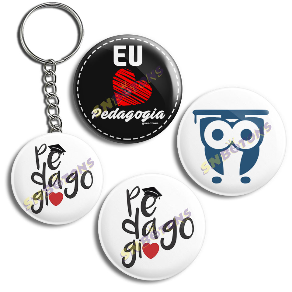 KIT0045 KIT PROFISSOES DIA D EU AMO PEDAGOGIA SN BOTONS BOTTONS CHAVEIRO