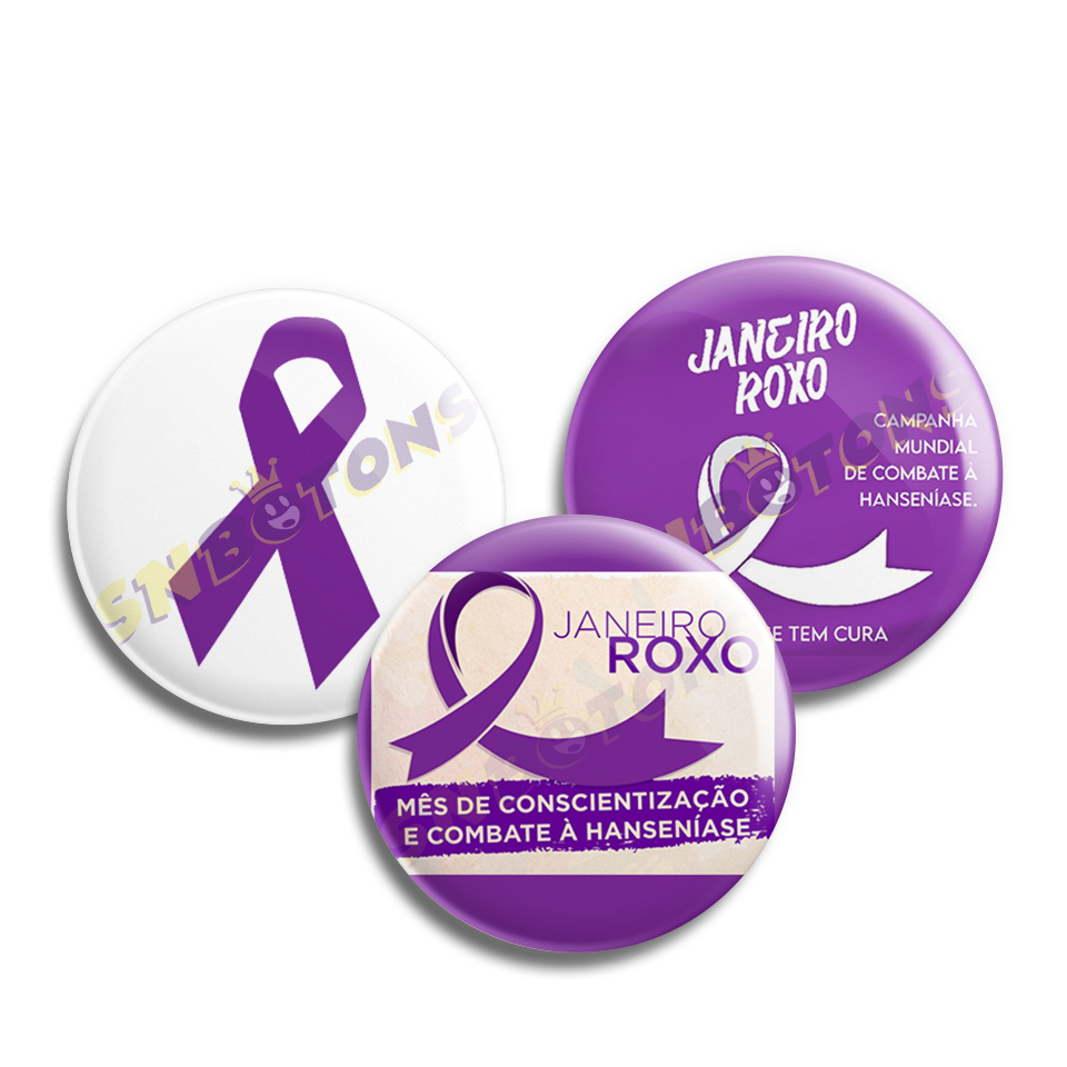 SN BOTONS BOTTONS PERSONALIZADOS Campanhas ConscientizaCAo e Socioeducativas 01 JANEIRO ROXO