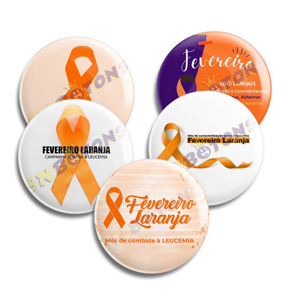 SN BOTONS BOTTONS PERSONALIZADOS Campanhas ConscientizaCAo e Socioeducativas 02 FEVEREIRO LARANJA E ROXO