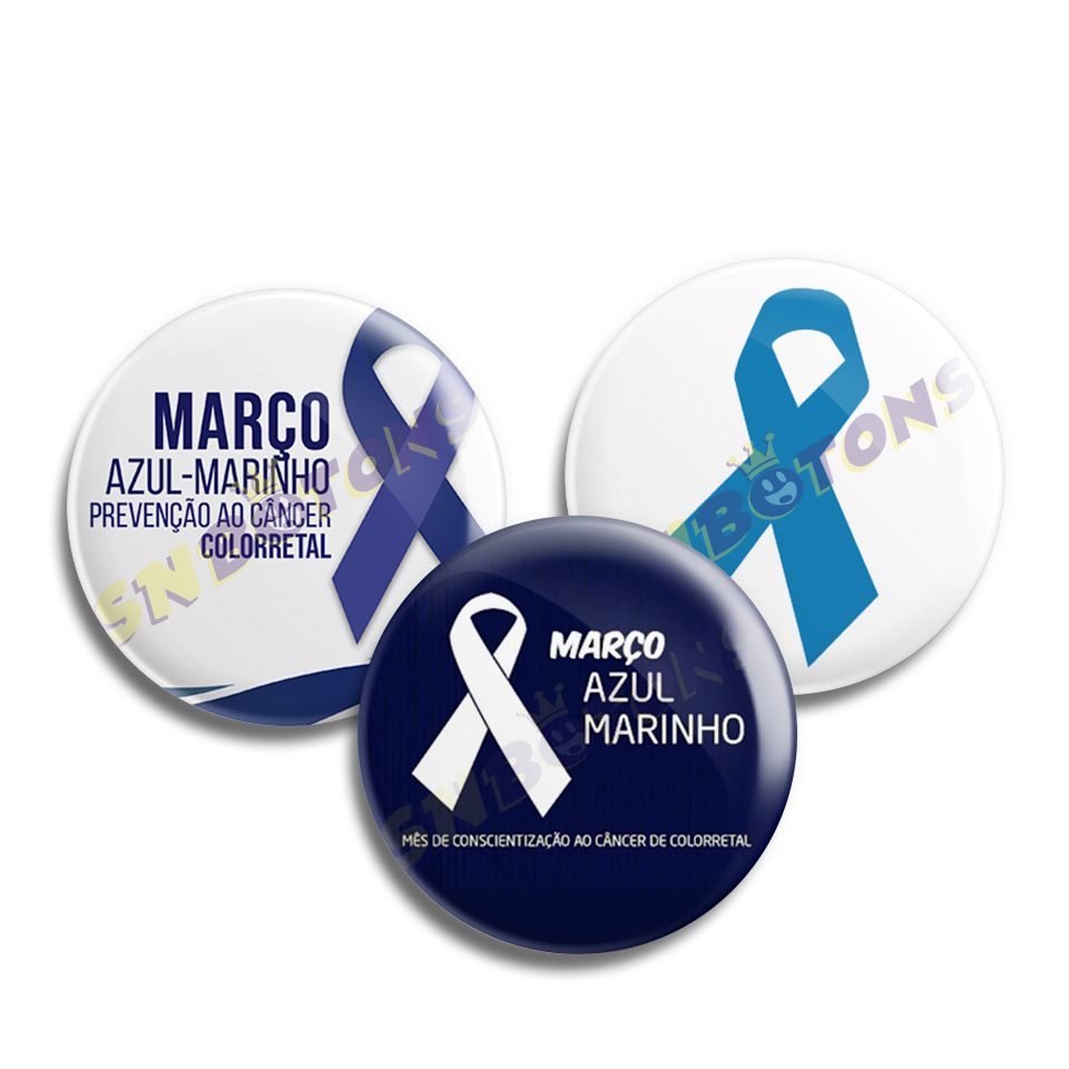 SN BOTONS BOTTONS PERSONALIZADOS Campanhas ConscientizaCAo e Socioeducativas 03 MARÇO AZUL MARINHO