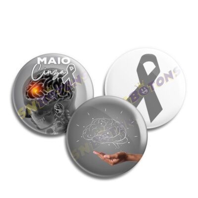 Boton Bottons Maio Cinza Combate ao Câncer Cerebral 5,5 CM