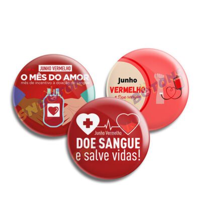 Boton Bottons Junho Vermelho Doação de Sangue 5,5 CM