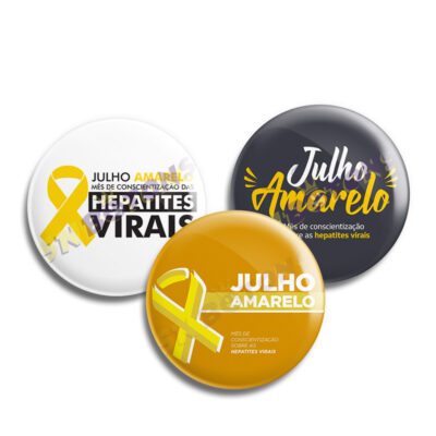 Boton Bottons Julho Amarelo Hepatites Virais 2,5 CM