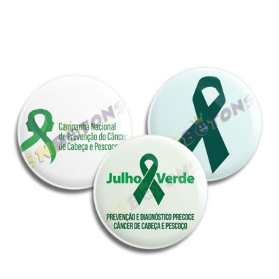 Boton Bottons Julho Verde Câncer de Cabeça e Pescoço 2,5 CM