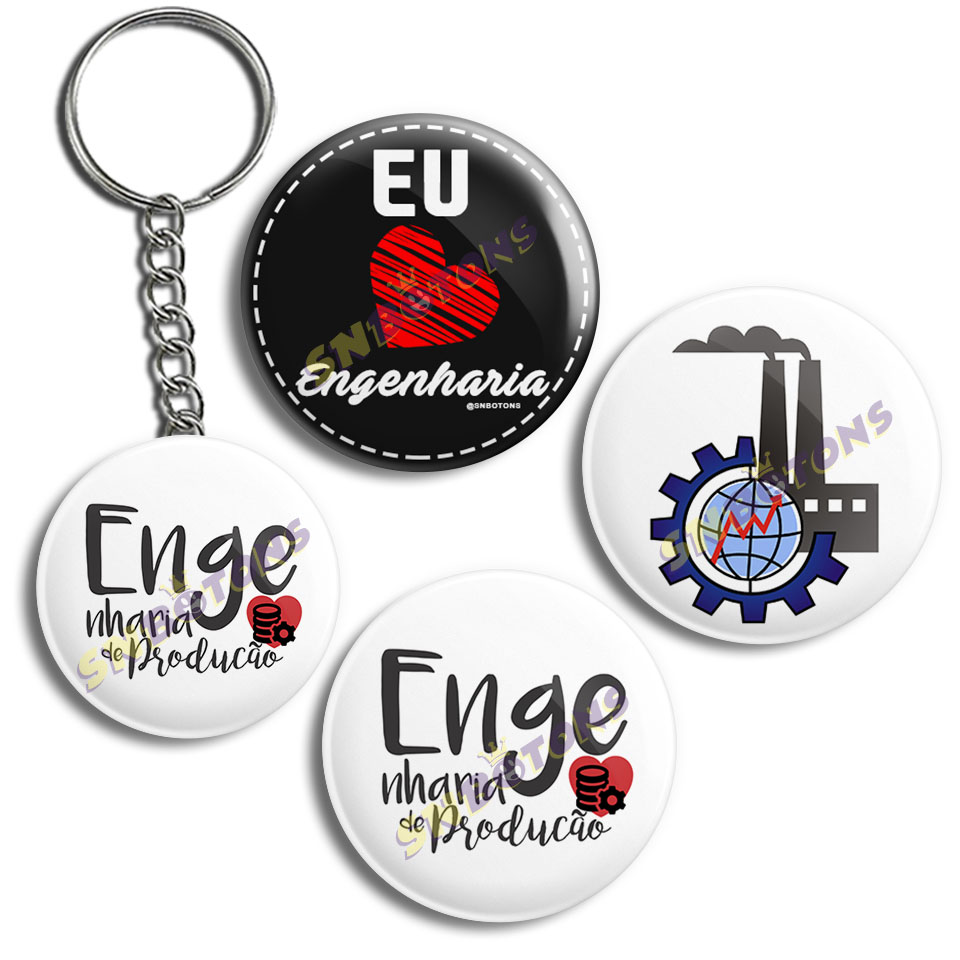 KIT0071 KIT PROFISSOES DIA D EU AMO ENGENHARIA DE PRODUCAO SN BOTONS BOTTONS CHAVEIRO